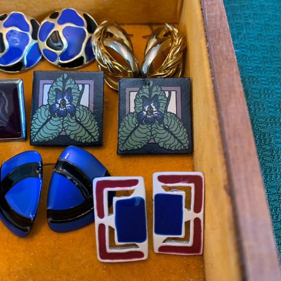 Vintage Earrings Lot Metal, Plastic Retro 80s 14 Pairs - Picture 6 of 7